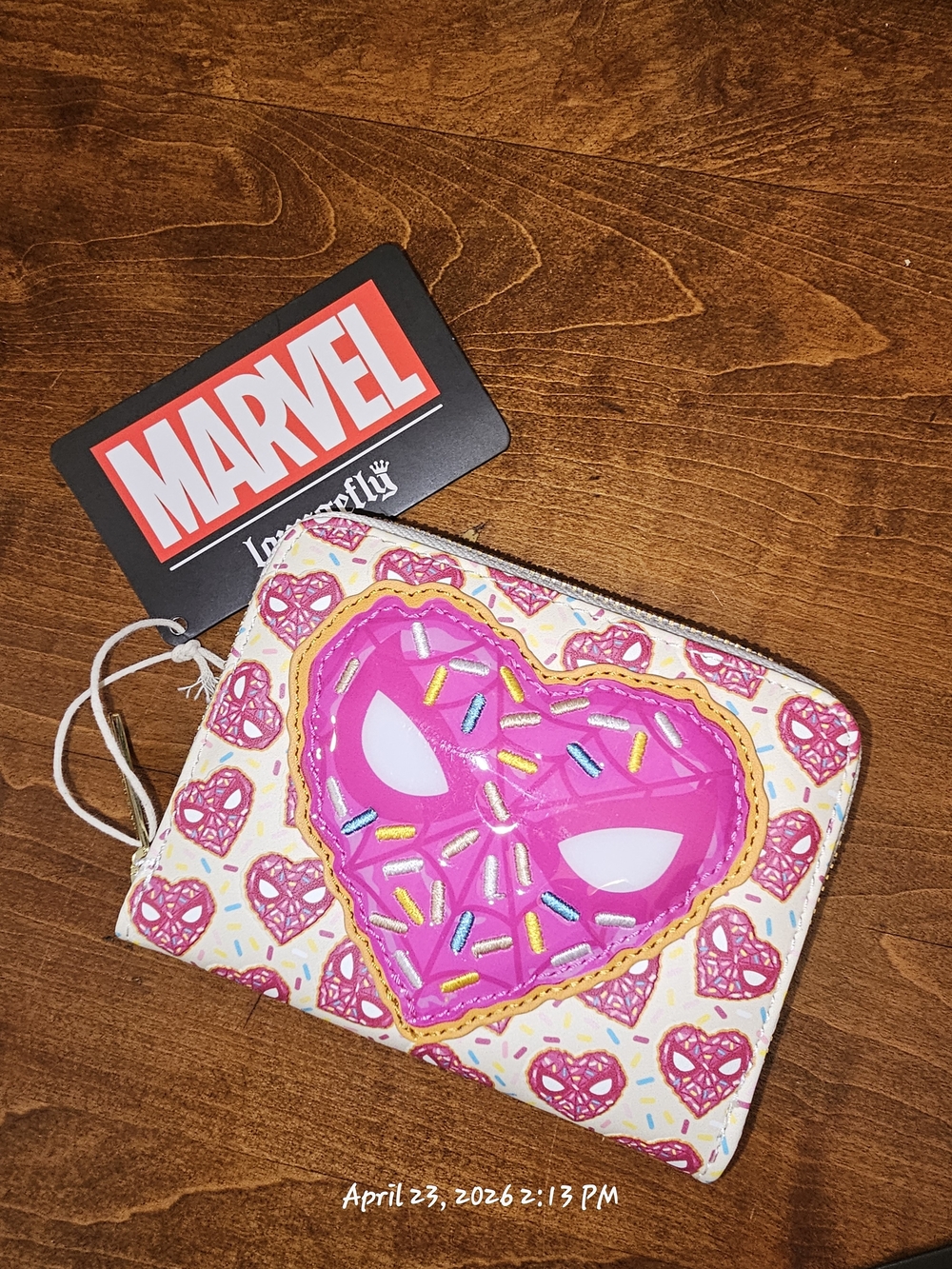 Loungefly Marvel Spider-Man Sprinkle Donut Mask Accordion Wallet